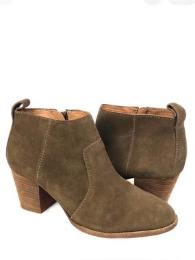 Madewell Booties Brenner Brown Green Suede Size 6